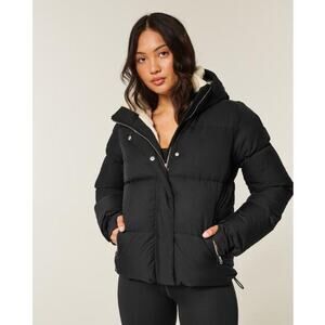 Hollister Ultimate Puffer Collection Faux Fur Lined Coat Hooded Women Large